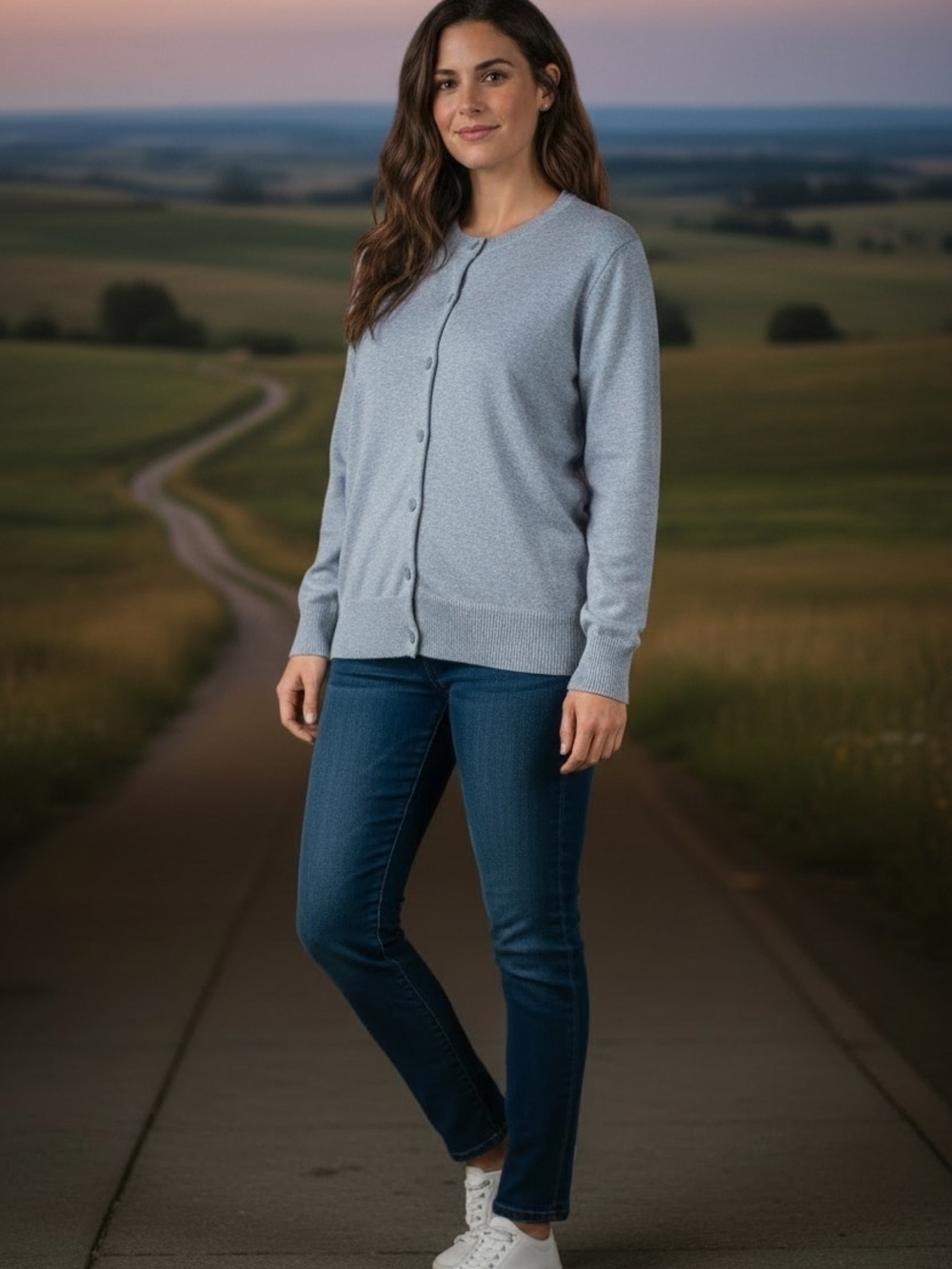 Studio Works Woman Gray Button Front Cardigan Sweater NWT Classic Knit